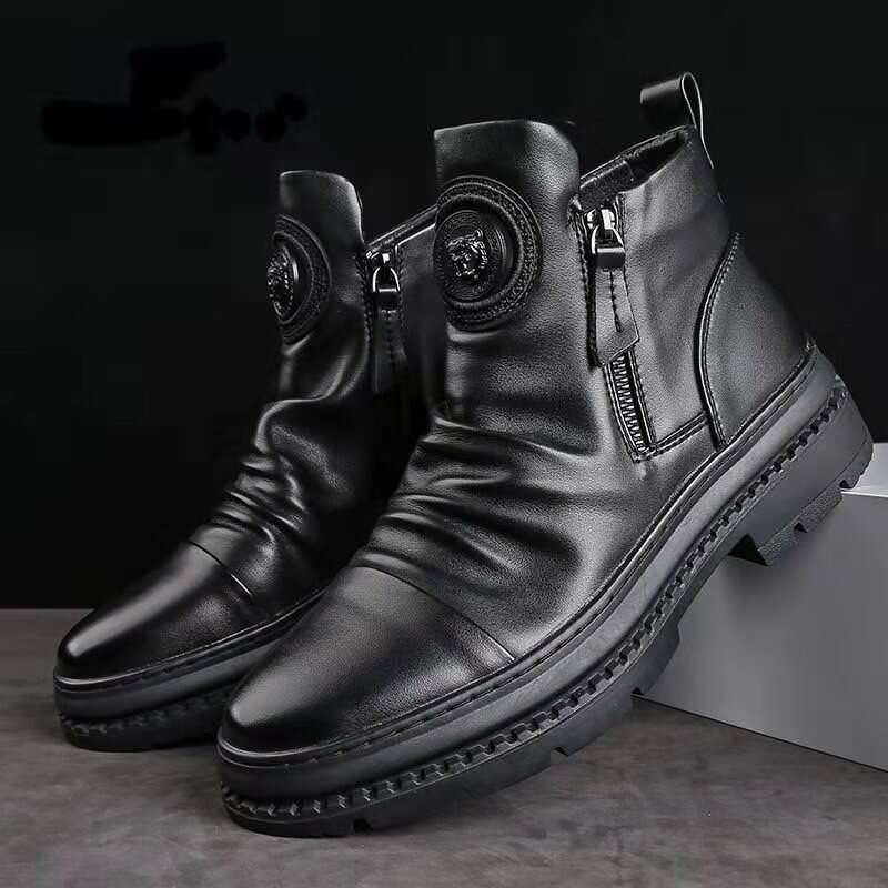 New Ankle British Style High Top Men shoes Motorcycle Leather Zipper Retro Men's Boots atillas Hombre