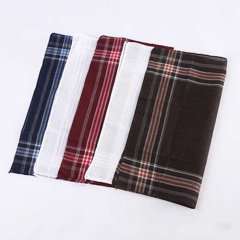 12Pcs Polyester Cotton Plaid Pocket Square Handkerchief Vintage Business Suit Hanky Breast Towel Scarf Accessories Random ColorX240921