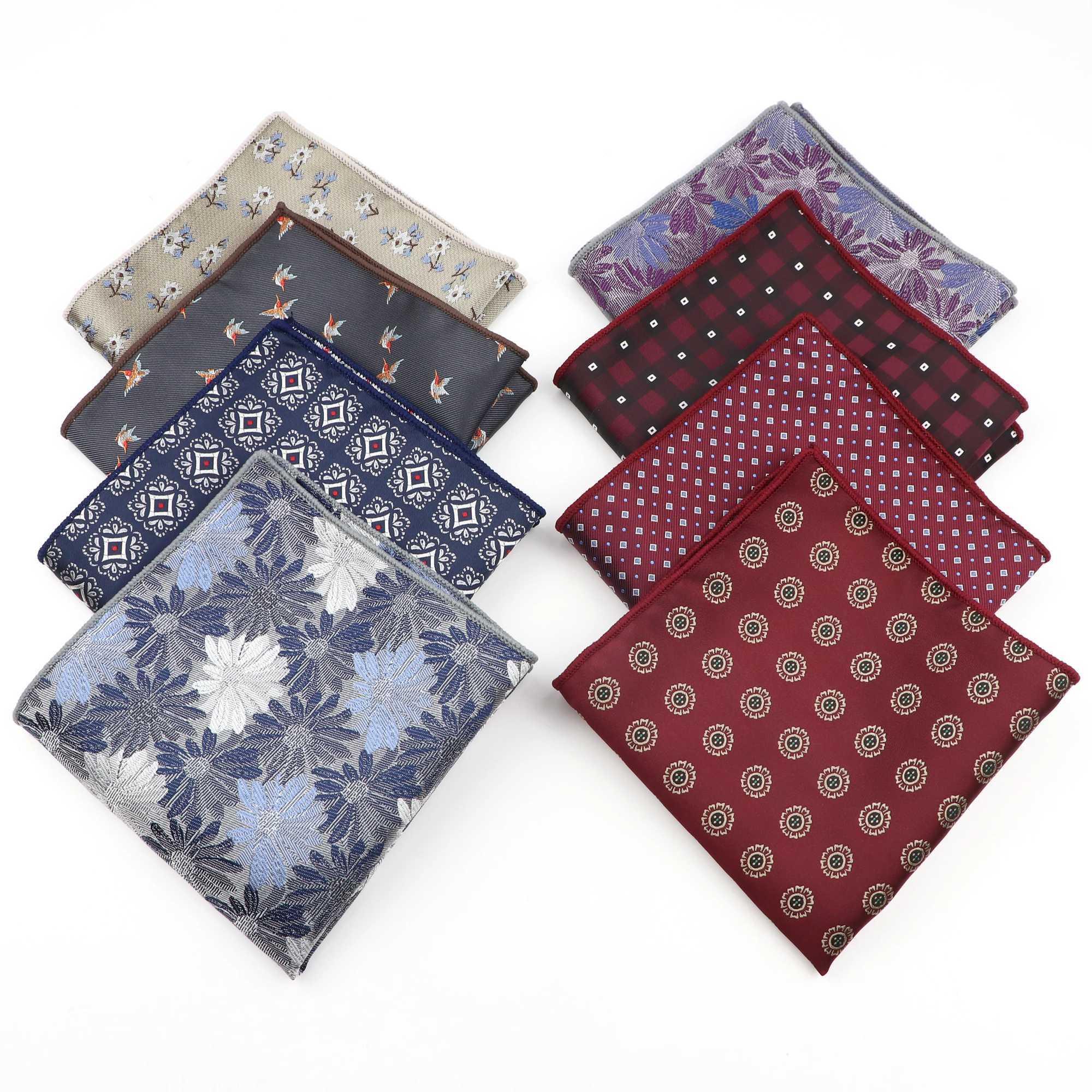 New Fashion Vintage Dot Floral Bohemia Mens Red Blue Hanky Pocket Squared Handkerchief For Party Dinner Tuxedo Suit AccessoriesX240921