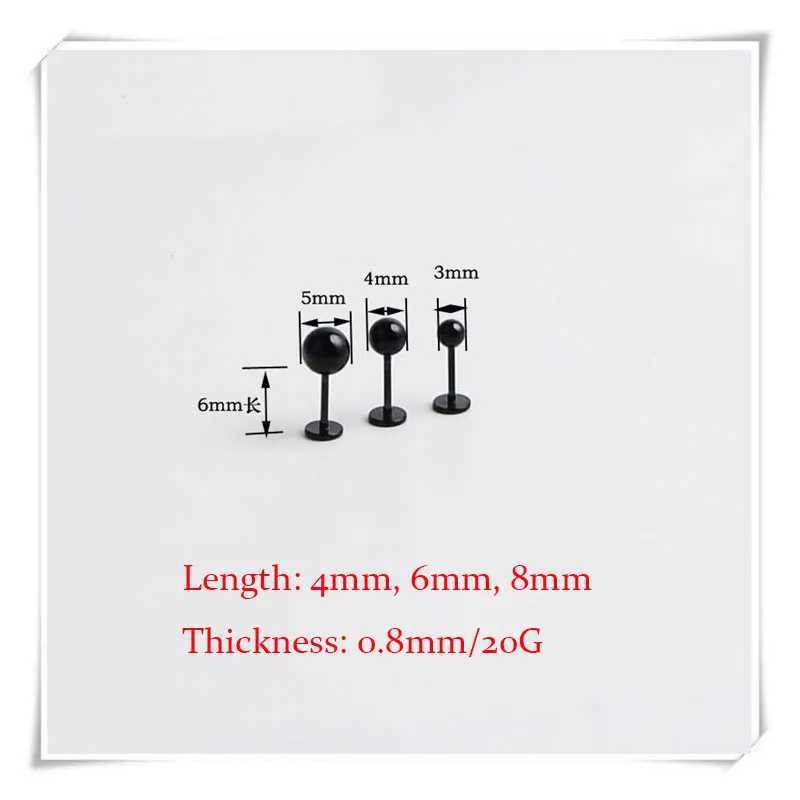 1Pair Titanium Steel 20G Flat Back Stud Earring Ball Screws Studs Ear Bone Nail Lip Tongue Piercing Body Jewelry for Women Men Y240921