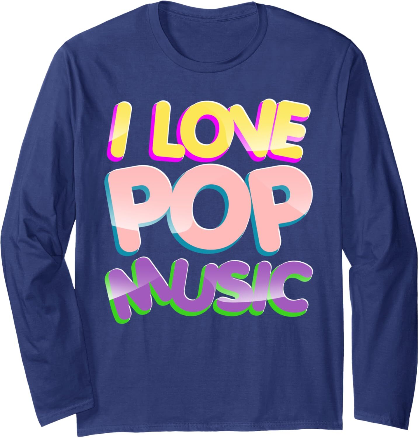 Long Sleeve Shirts for Men sweatshirt I Love Pop Music DJ Cool Urban Style Birthday Gift Long Sleeve Tee Streetwear Casual tops clothes fashion