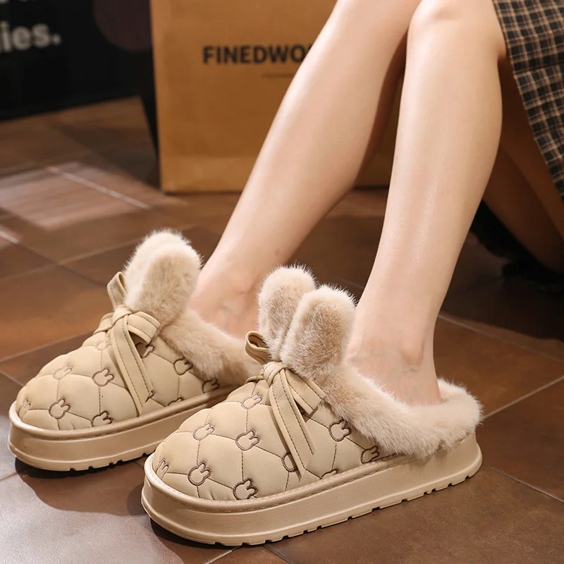 Women Winter Plush Warm Slippers Ladies Casual Fashion Cotton Slipper Female Flat Outdoor Stylish Waterproof free shipping shoes trainers loafers wome