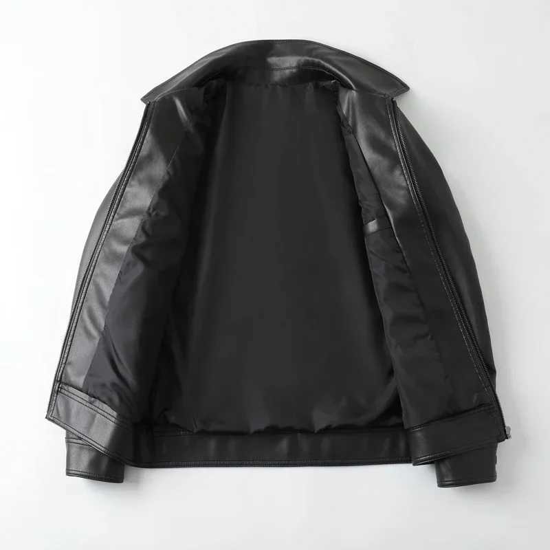 Men Bomber Leather Jacket 2024 New Antiwind Lapel Solid Casual Slim Fit Jacket Coats Motorcycle PU Leather Jacket Fashion W251023