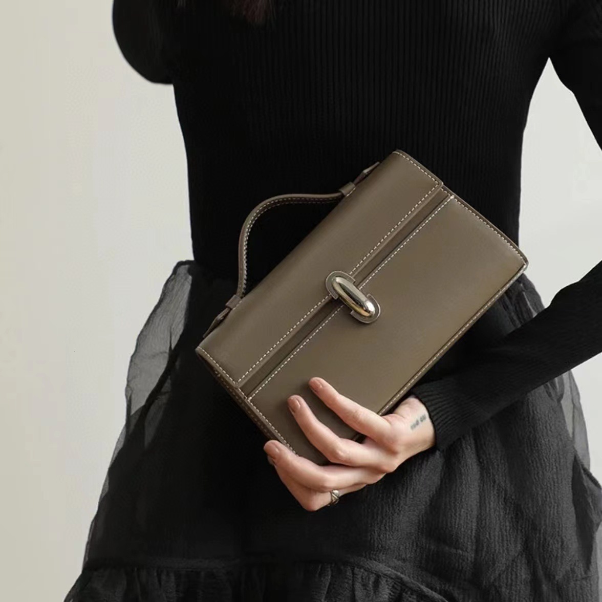 VIEE New Fashion Women's Handbag Cowhide Vintage Frosted Flap Small Square Bag Suede Leather Lady Purse