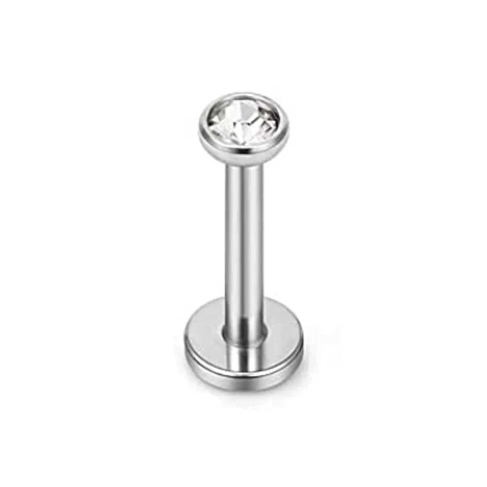 WKOUD 16G 3mm Ball Cubic Zirconia Labret Monroe Lip Ring Tragus Helix Earring Stud Barbell Piercing Jewelry Bar Length 6-10mm Y240921