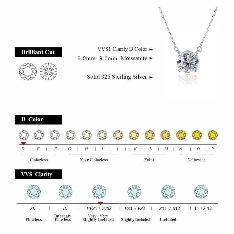 URMYLADY Moissanite Diamond 8.0mm 2CT Womens Necklace Pendant 925 Womens Necklace Party Bridal Exquisite Jewelry W240918