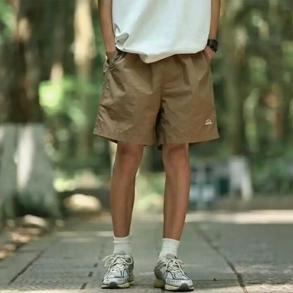Men 2024 Summer Casual Shorts Letter Print Fashion Elastic Waist Male Breathable Short Trousers Men Retro Casual Cargo ShortsX240921