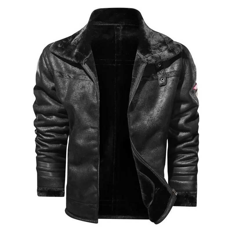 Motorcycle jacket mens slim fit short jacket collar PU jacket winter autumn zipper holder windproof leather jacket PU leather jacket W240918