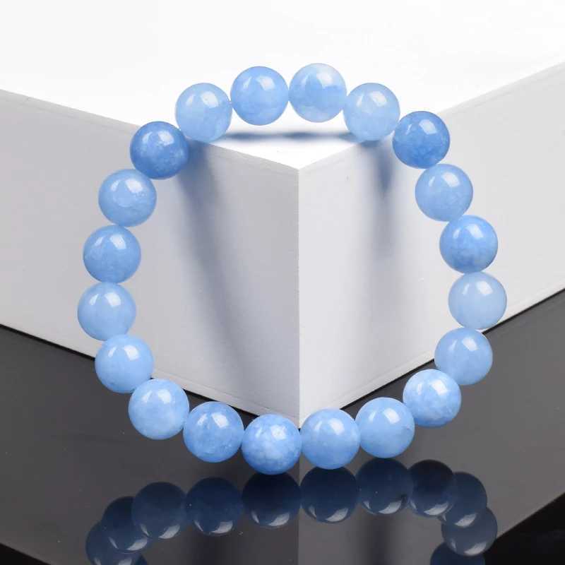 Natural Aquamarins Quartzs Beads Bracelet Women Men 6mm 8mm Sky Blue Stone Round Bead Bracelet Elastic Rope Energy Jewelry GiftX240921