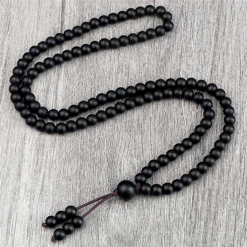 6mm Matte Black Lava Stone Bracelet Necklace 108 Beads Mala Wrap Bracelets Men Charm Fashion Yoga Bangle Rosary Buddhist JewelryX240921