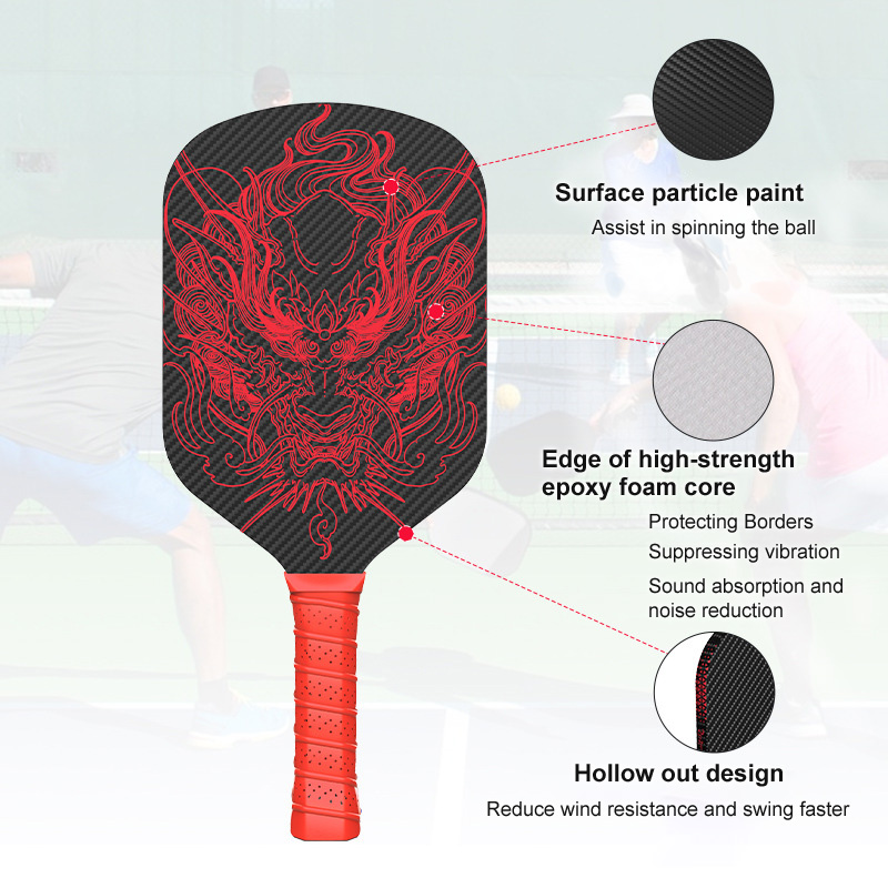 Dragon T700 Carbon Fiber Pickleball Paddle 16mm honeycomb core Thermoformed Unibody racket edgeless Increased Sweet Spot Textured Surface With Foam Ed