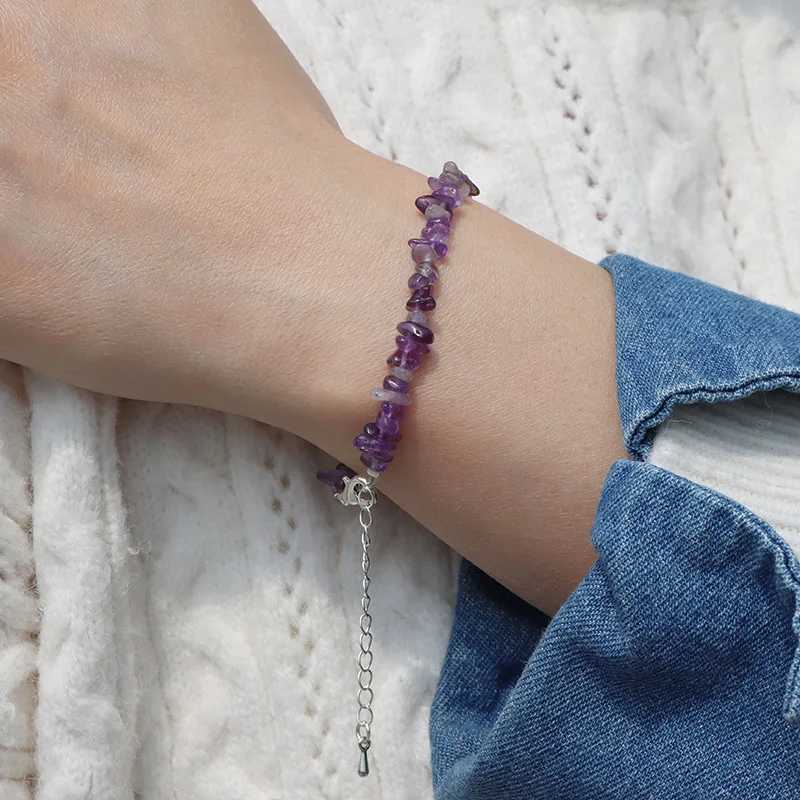 Natural Quartz Crystal Bracelet Irregular Natural Stone Bead Chip Jewelry Amethysts Aquamarines Citrines Bracelets for WomenX240921
