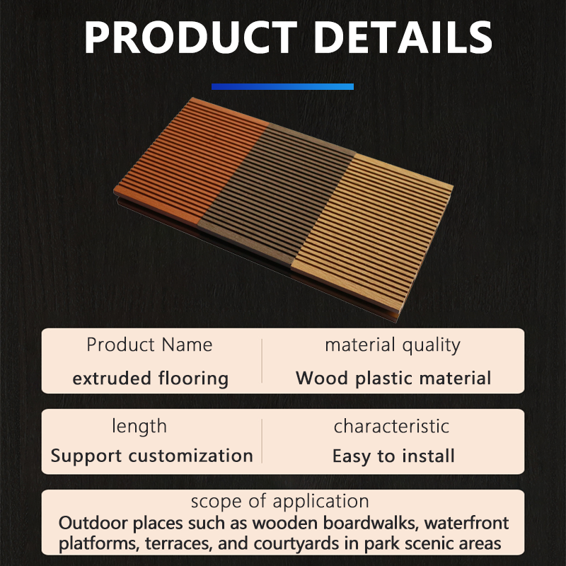 Square hole plastic wood flooring, outdoor terrace garden balcony anti-corrosion wooden fence courtyard room wood plastic flooring co extruded