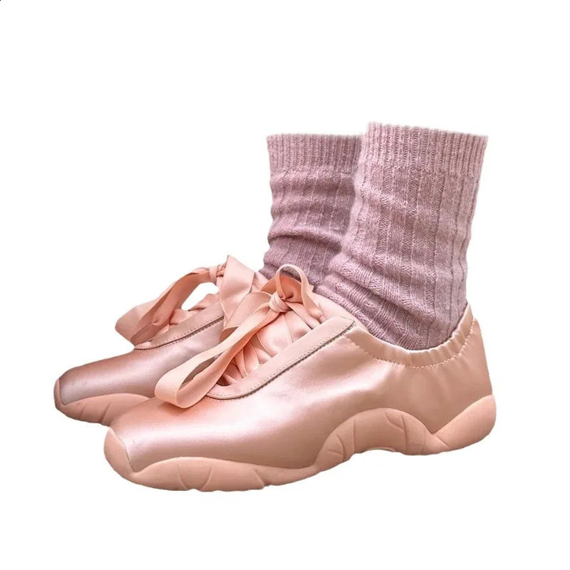 Wedding bow ribbon casual edition womens single shoe flat casual sports shoes ballet shoes 240919