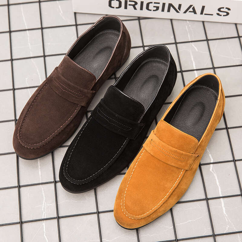 Summer brown Men Loafers Business office wedding suede shoes Flat Slip On Male Casual Shoes atillas de deporte