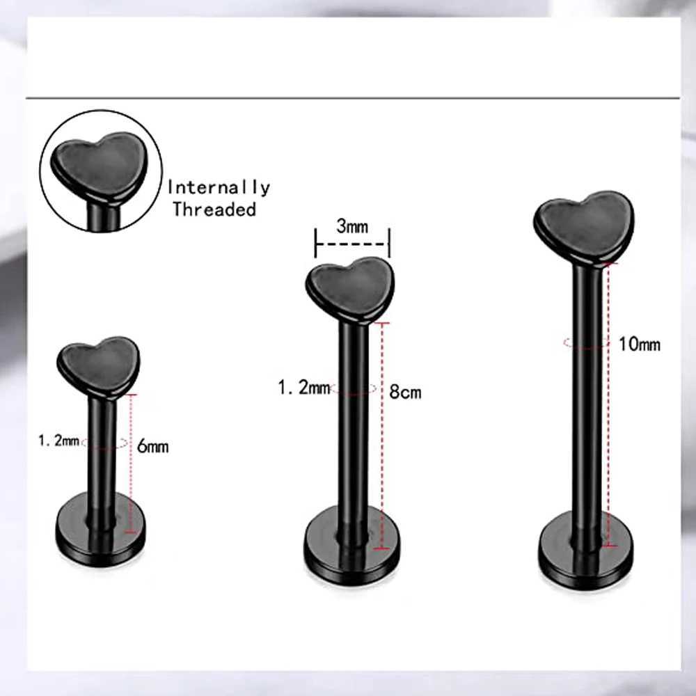 1PC Steel Inernally Thread Labret Stud Rings Piercing Star Heart Shape Ear Cartilage Tragus Orelha Stud Helix Piercing Jewelry Y240921