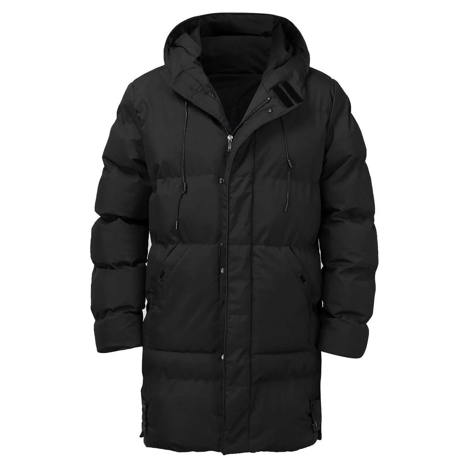 Mens casual hooded winter snow jacket warm jacket thick plus windproof jacket Parka mens coat W240920
