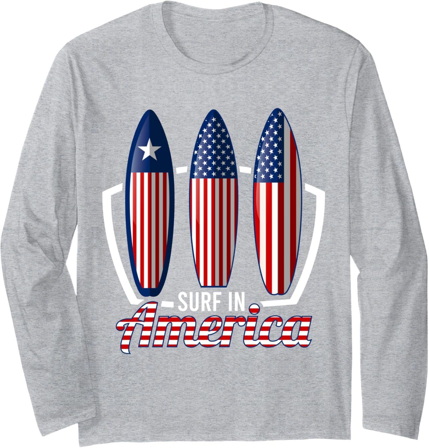 Long Sleeve Shirts for Men sweatshirt Surf In America United States Flag Surfboards Surfing Gift Long Sleeve Tee Streetwear Casual tops clothes