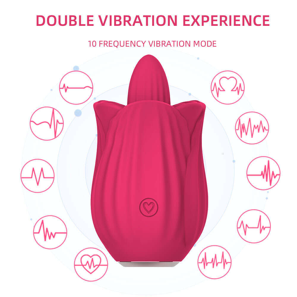 USB vibrating tongue licking vibrator, rose tongue shape vibrator
