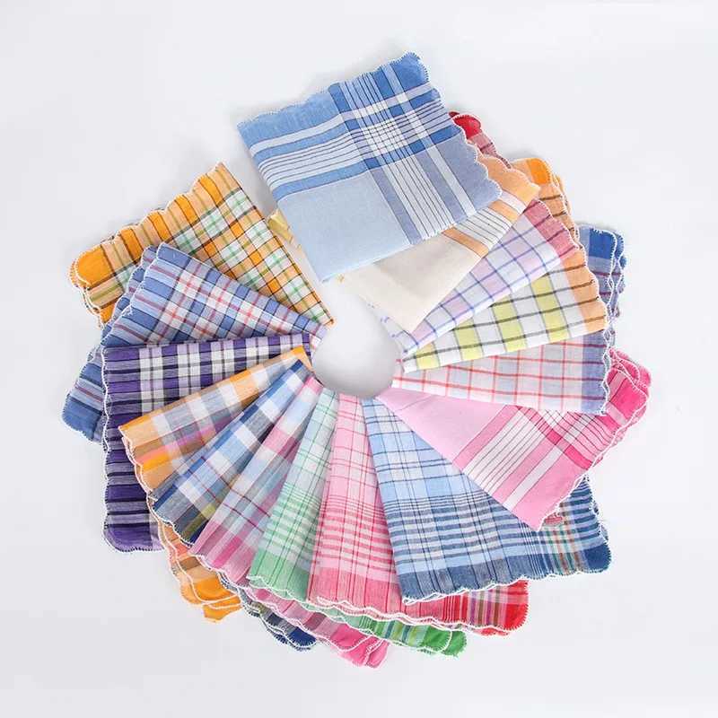3Pcs 28x28cm square multi-color plain weave womens pocket wedding party business chest towel handle W240921