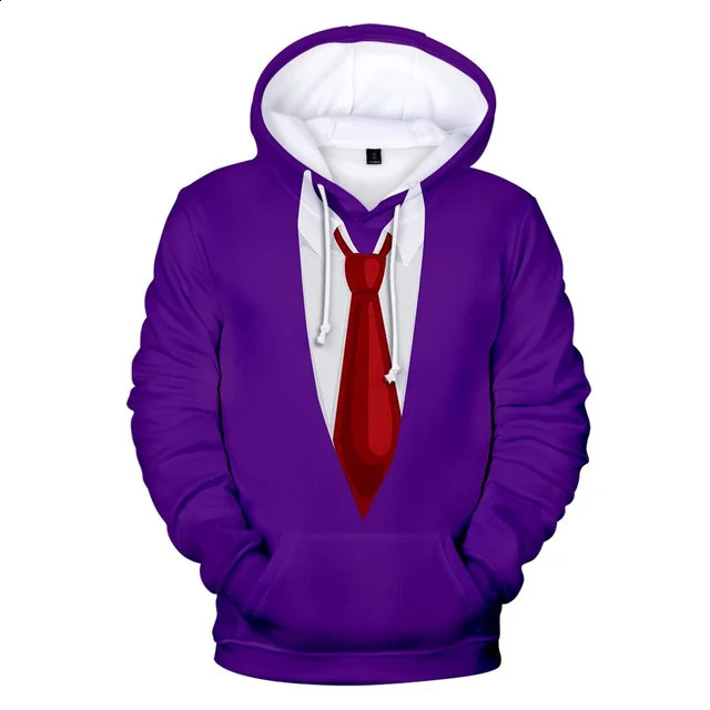 Funny Fake Suit Fashion 3D Hoodie Tailcoat Bow Printed Loose Hoodie Sportswear 240921