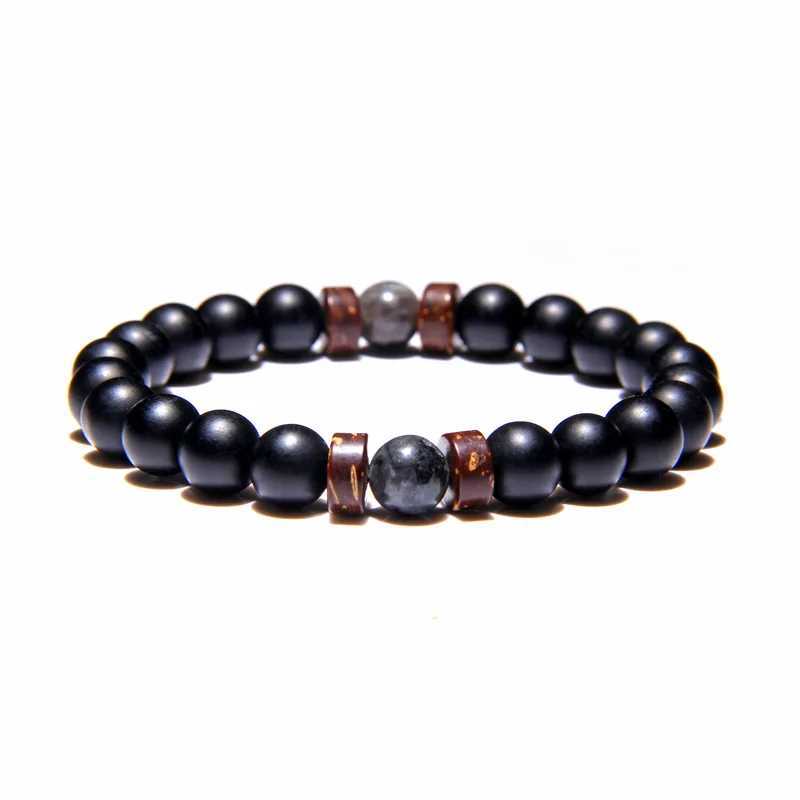 Natural Volcanic Stone Bracelets Charms Men Black Lava Matte Beads Bangles Women Yoga Prayer Jewelry Gift Cute Hand BraceletX240921