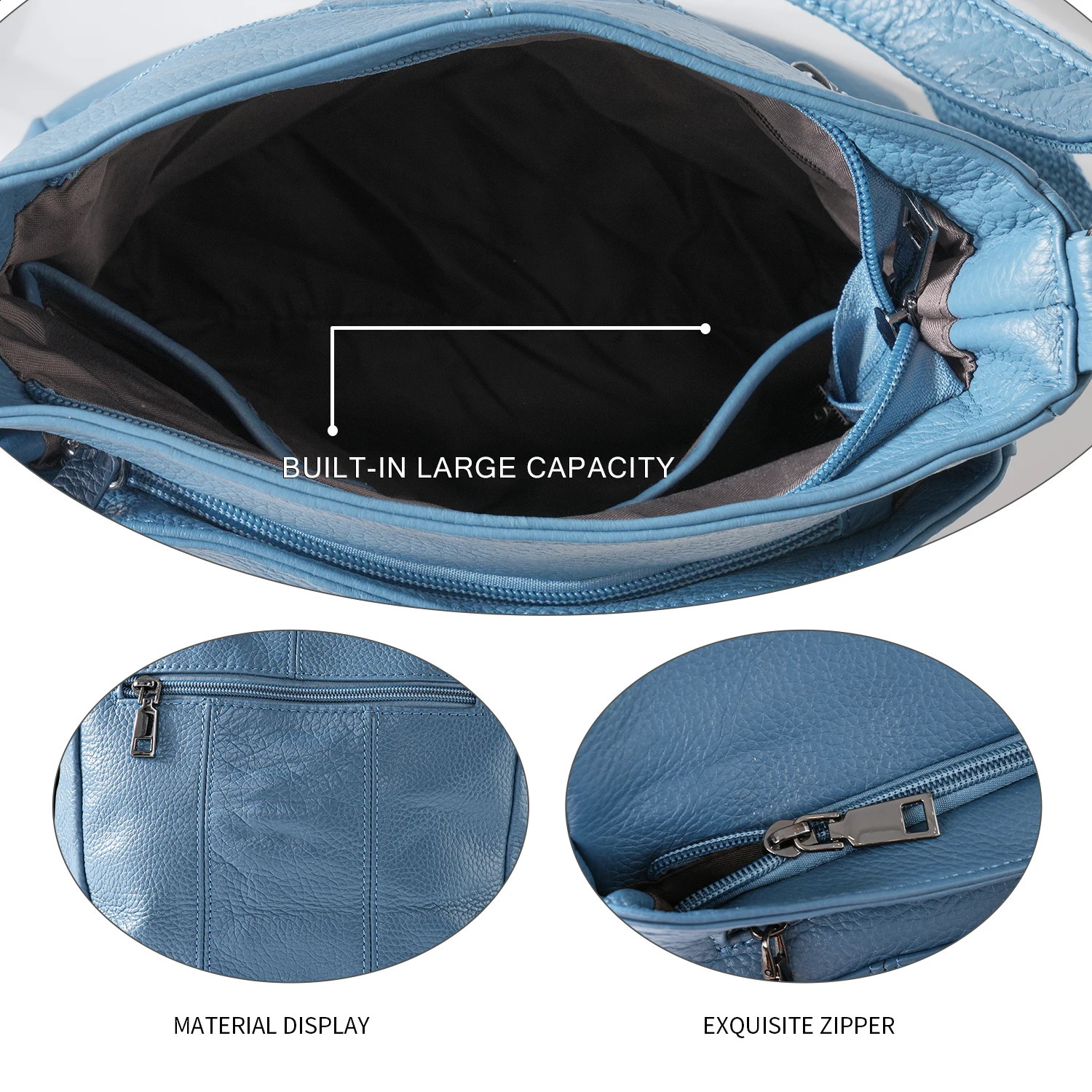 Angengrui leather womens bag casual shoulder cross body with multiple pockets messenger 240919