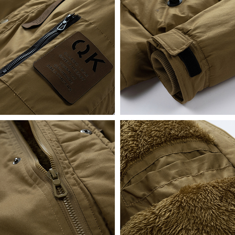 2023 Winter Warm Parkas Windproof Fleece Thick Jacket Men Fashion Fur Collar Hooded Coat Classic Casual Brand Parka Man