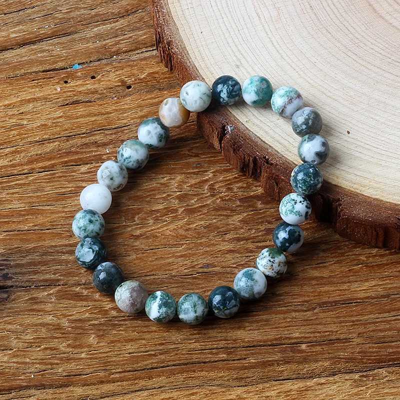 8MM Tree Patterned Agates Beads Bracelet Woman Real Natural Moss Agates Bracelets Man Energy Stones For Healing Fengshui JewelryX240921