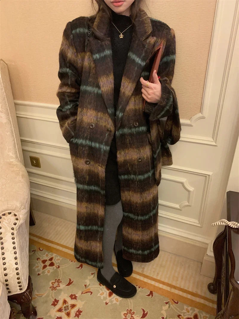 Womens Parkas winter coat womens trench jacket womens Maxi Long Parka non-woven wool coat casual oversized windproof jacket 240920