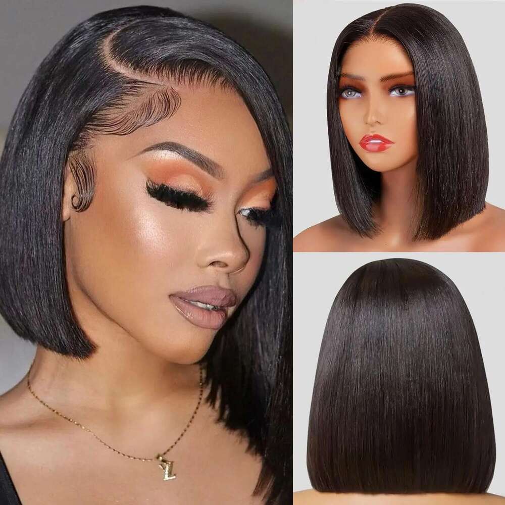 Short Straight Wig 13x4 4x4 Bob Human Hair Remy Lace Front Wigs for Black Women Pre Plucked