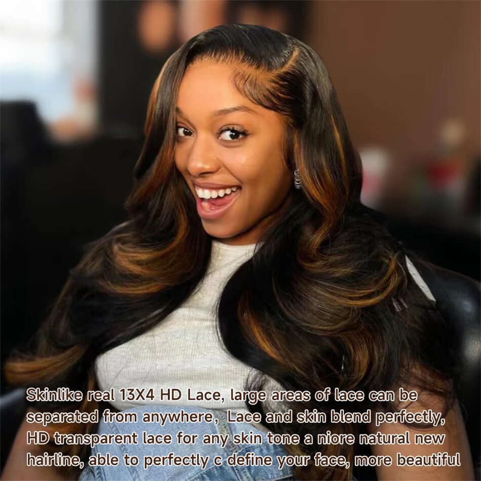 180% Highlight Glueless Ready to Wear 13x4 Transparent Frontal Human Hair Wigs without Glue 6x5 HD Lace Front Wig 1B/30