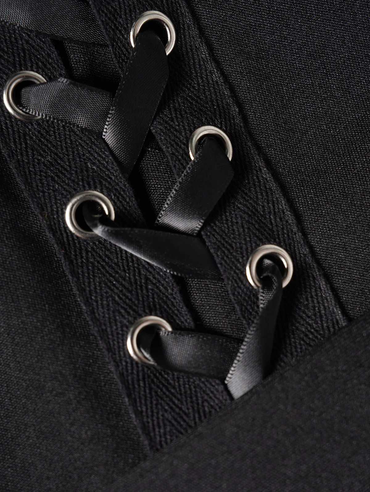 Fall New Punk Gothic Hooded Coat Plain Color Lace Up Zip Overcoat For Women Long Sleeve Trench Longline Outwear X240921
