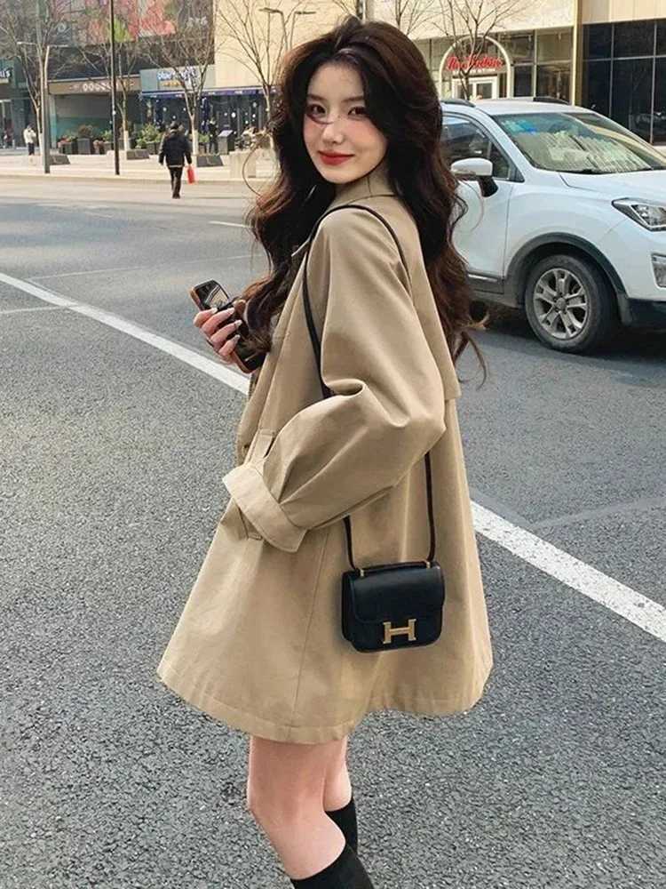 Classic Office Lady Trench Coats Formal Women Windbreake Jackets Spring Fall Outwear Gabardina Long Sleeve Chaquetas NewX240921