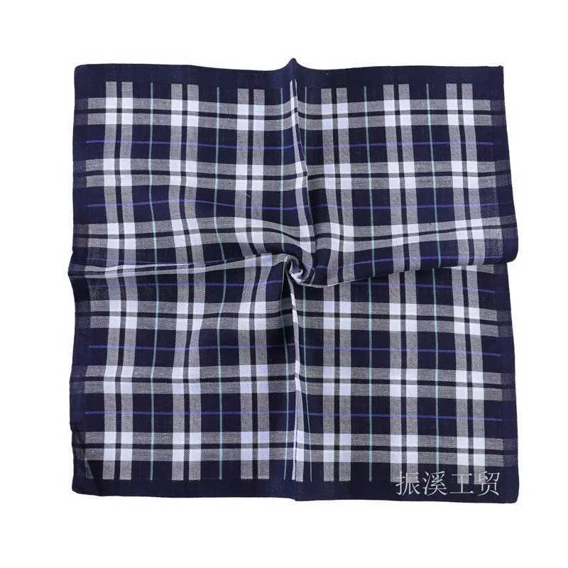 3Pcs 43x43cm 100% cotton black gray English striped checkered mens pocket wedding party business handle W240921
