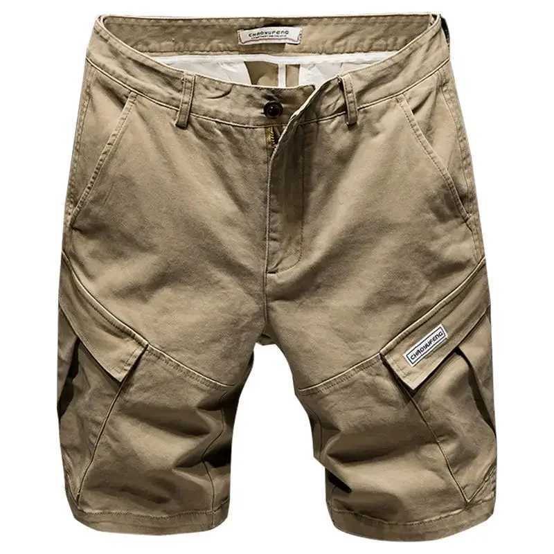 Mens Cargo Shorts Wide With Zipper Khaki Male Short Pants Loose Baggy Casual Y2k Vintage 2024 Fashion Clothing WholesaleX240921