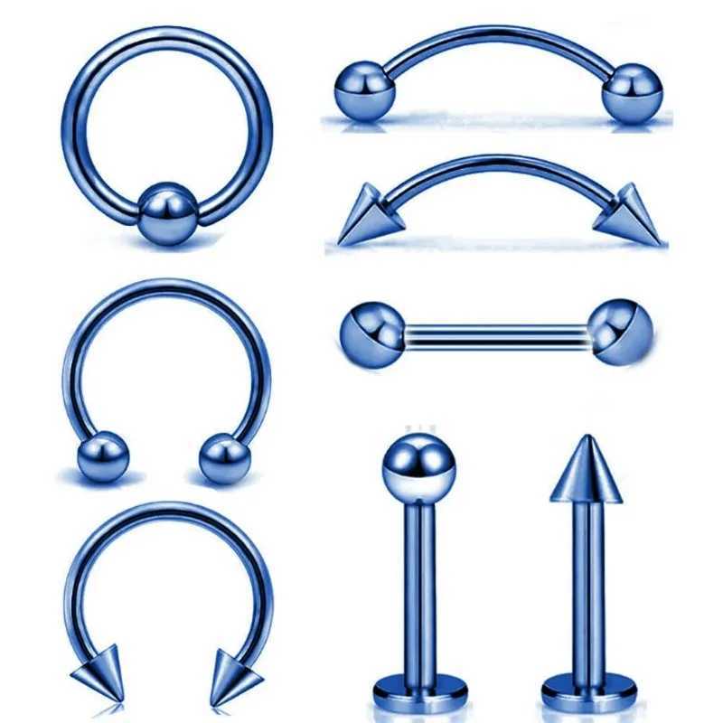 8Pcs Stainless Steel Eyebrow Rings Lip Ring Nose Hoop Tongue Ring Septum Nose Piercing Jewelry Cartilage Tragus Earrings Y240921