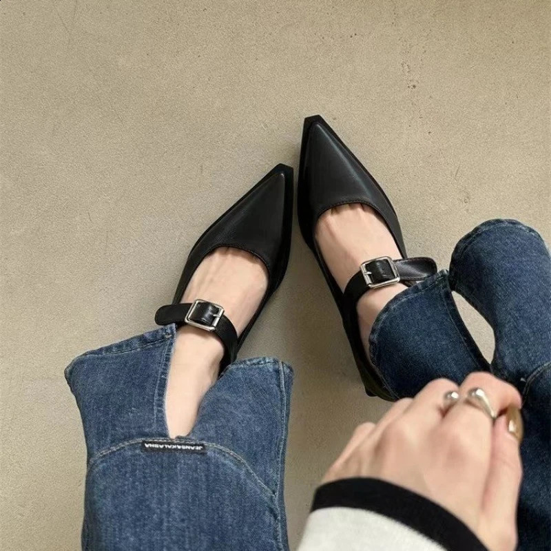 Summer Fashion Sexy Banquet Comfortable Pointed Toe Buckle Sandals Womens Solid Color High Heels Zapatos Mujer 240921
