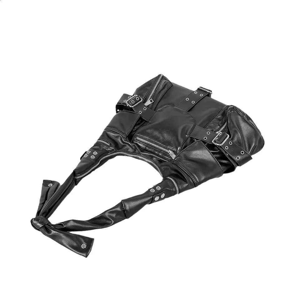 Retro multi pocket denim womens shoulder bag punk wide strap retro lingerie wallet 240919
