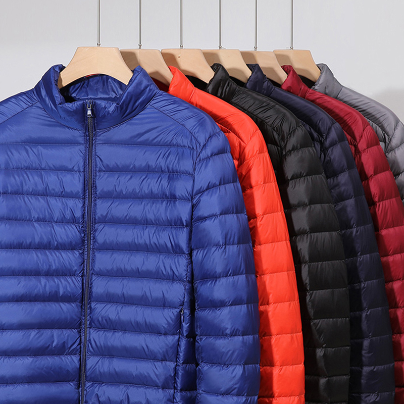 Winter Fashion Hooded Lightweight Slim Coat Autumn Men Casual Stand Collar Solid Packable Down Jacket Male