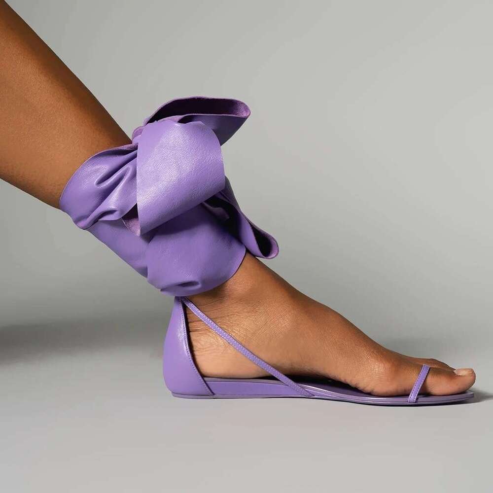 Thong Strappy Shoes Women Bow Flat Sandals Fashion Atos Mujer Style Heels Elegant Tacones Platform Slippers Chaussures Femme