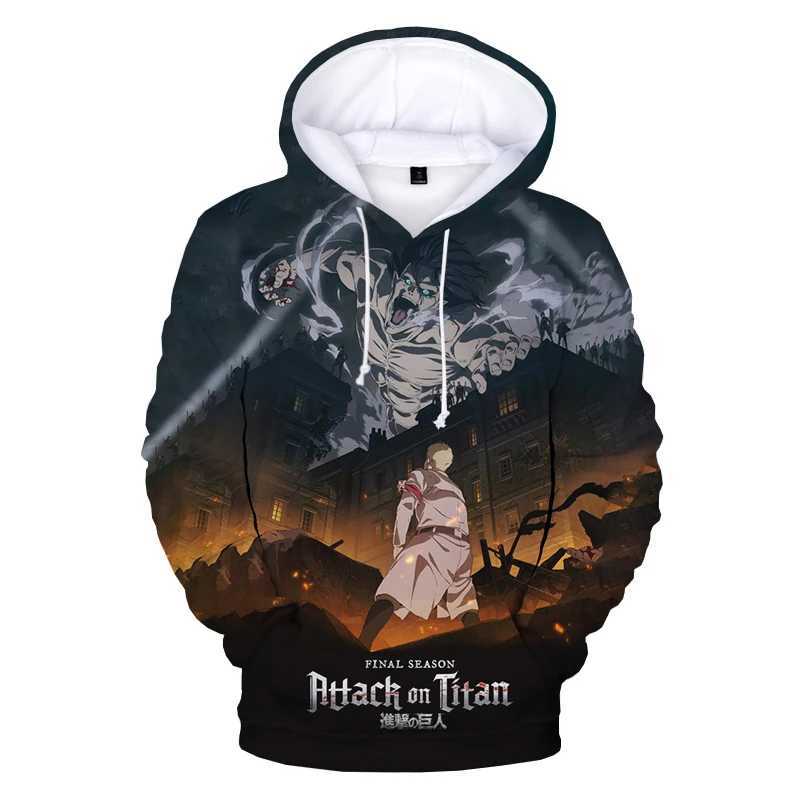 New Attack Titan 3D Printed Hoodie Sportswear Mens Casual Long Sleeve Pullover Harajuku Street Clothing Anime Hoodie W240921