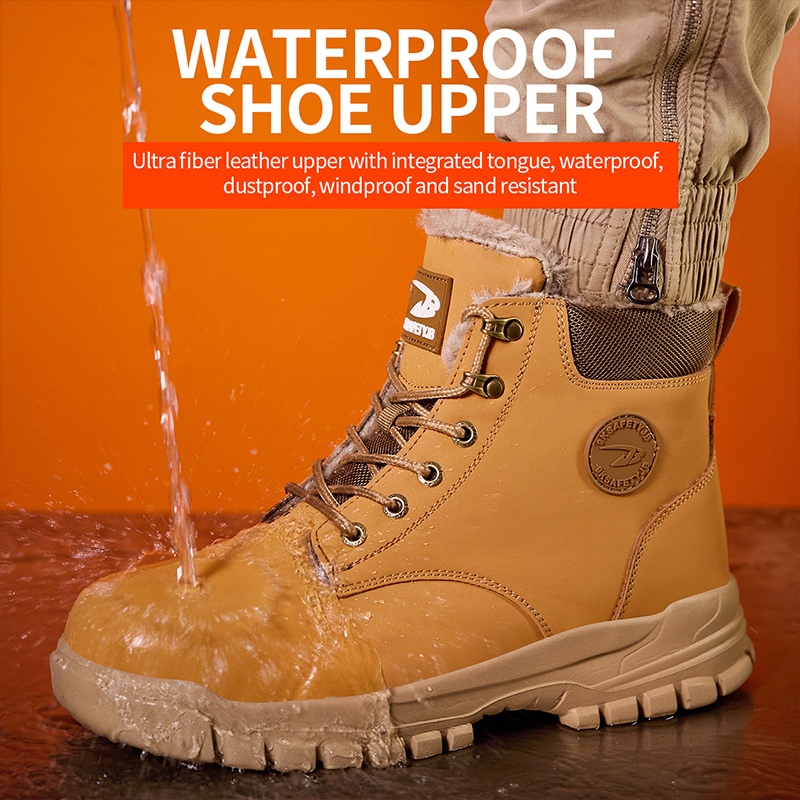 Designer shoes new waterproof and safe men's plush warm winter steel toe work shoes indestructible and puncture resistant snow boots snow boots s
