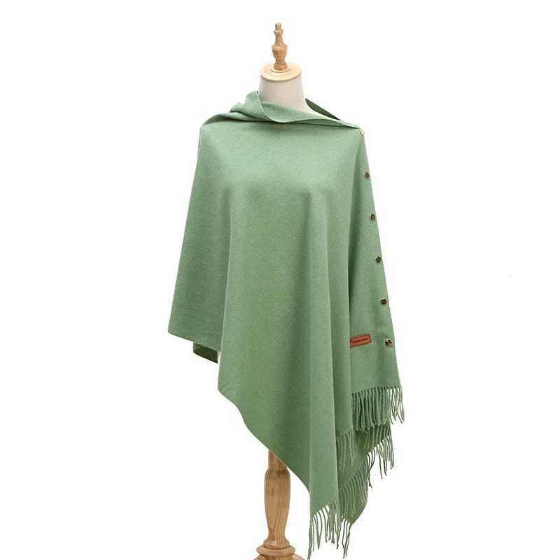 Spring and Autumn Womens Imitation Cashmere Womens Shawl Warm Solid Color Tassel Shawl Dual purpose Raincoat Shawl Pink W240921