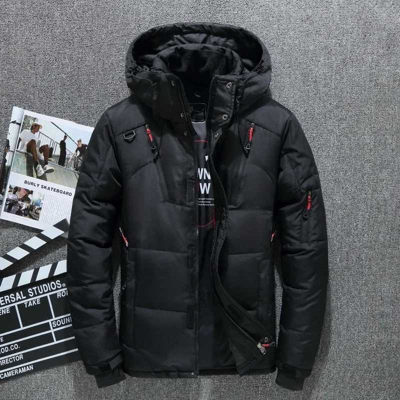 Mens Warm Hooded Windproof Winter Down Jacket Mens Down Jacket Snow High Quality White Duck Thick Park W240920