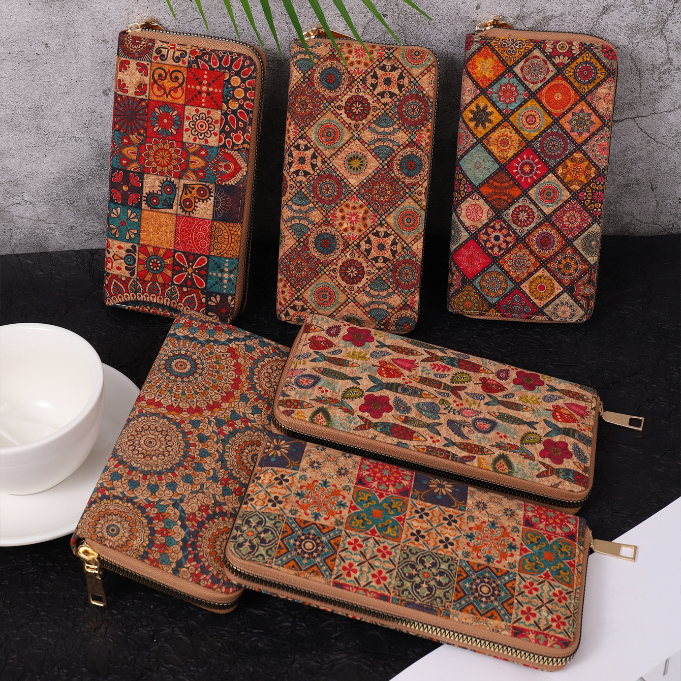 2024 new women's designer wallet PU portable multifunctional large capacity multi card slot personalized art wood grain women's long wallet 