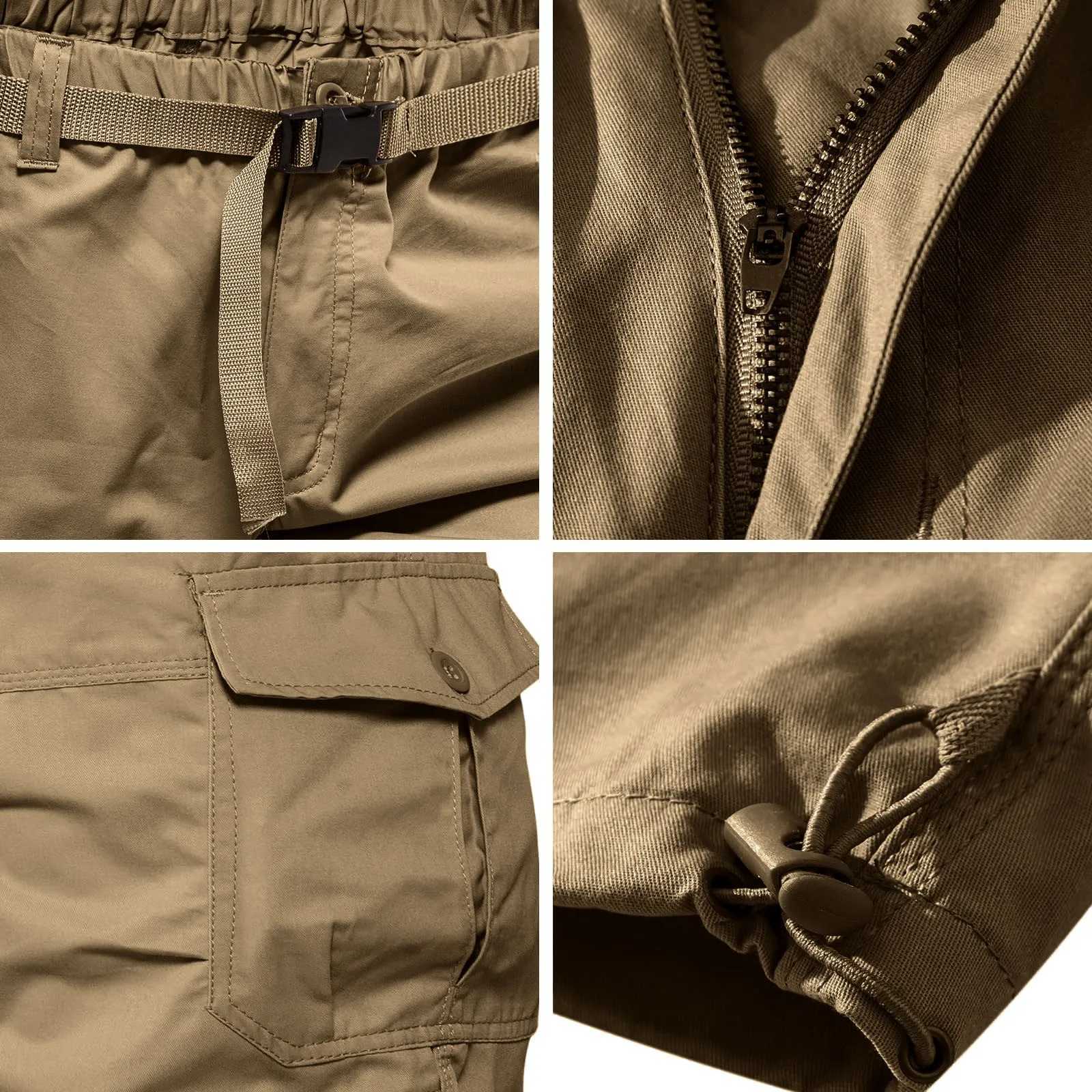 MenS Cargo Shorts 3/4 Relaxed Fit Mens Running Shorts 7 Pockets Elastic Waist Cotton Hiking Shorts Summer Causal StreetwearX240921