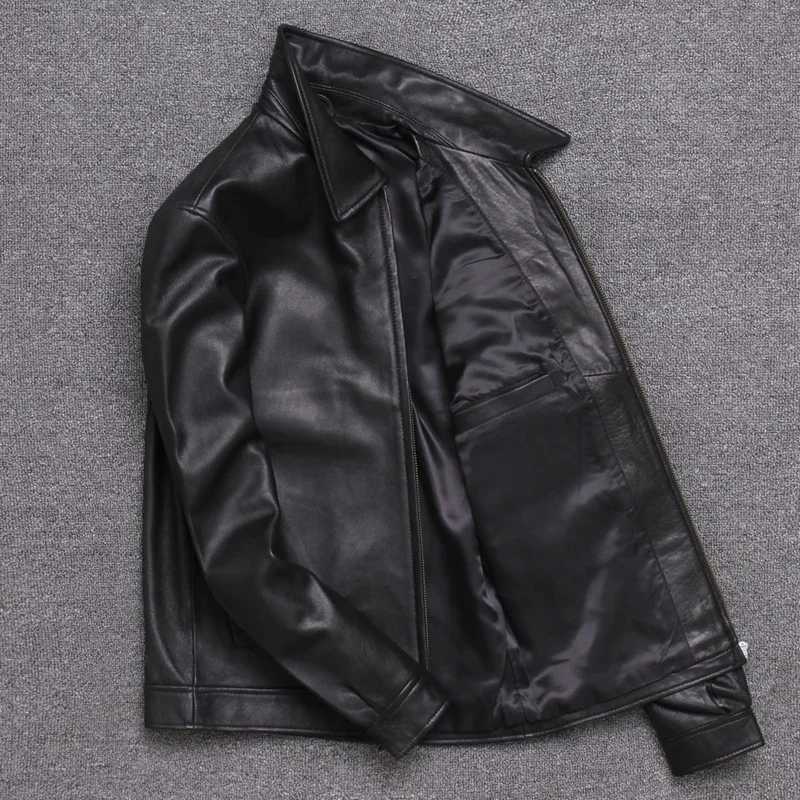 100% natural leather jacket mens winter and spring street clothing sheepskin coat mens motorcycle leather jacket W240918