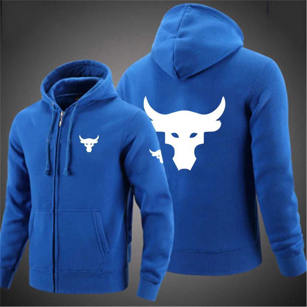 Men's Hoodies Sweatshirts Dwayne Johnson Brahma Bull Tattoo Printing SprAutumn Mens Zipper Hoodie Street Clothing Classic Casual Solid Color Zipp
