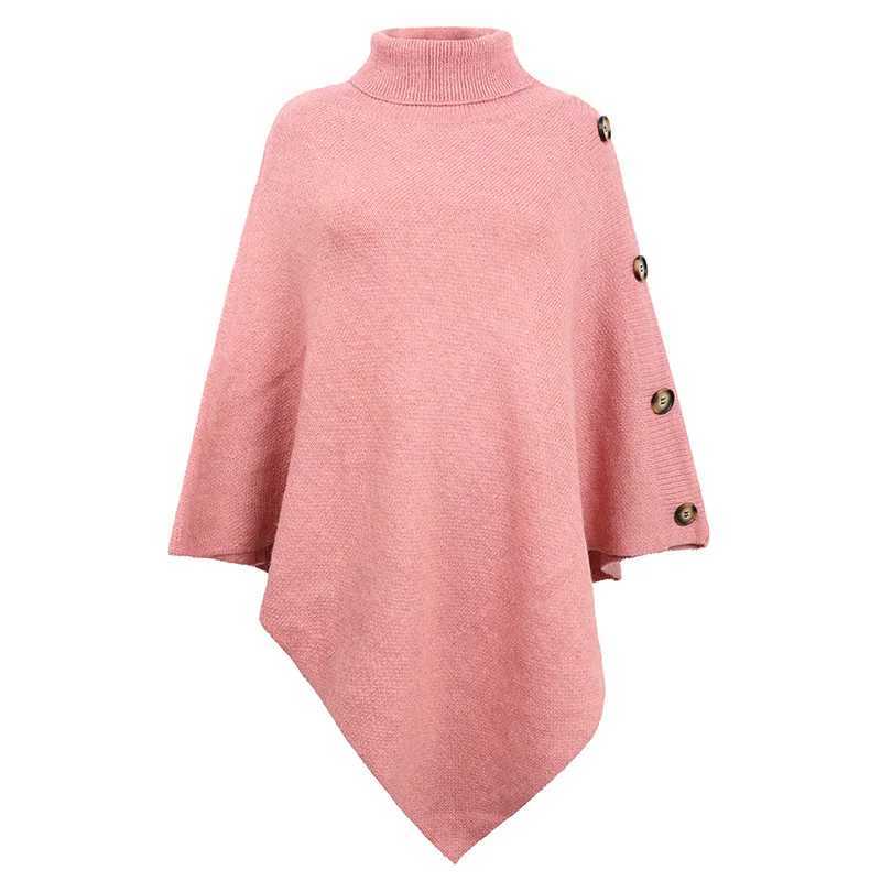 2023 Autumn Winter Shawl Coat Solid Color Turtle Collar Coat Womens Raincoat Pulling Knitted Bat Sleeve Top W240921